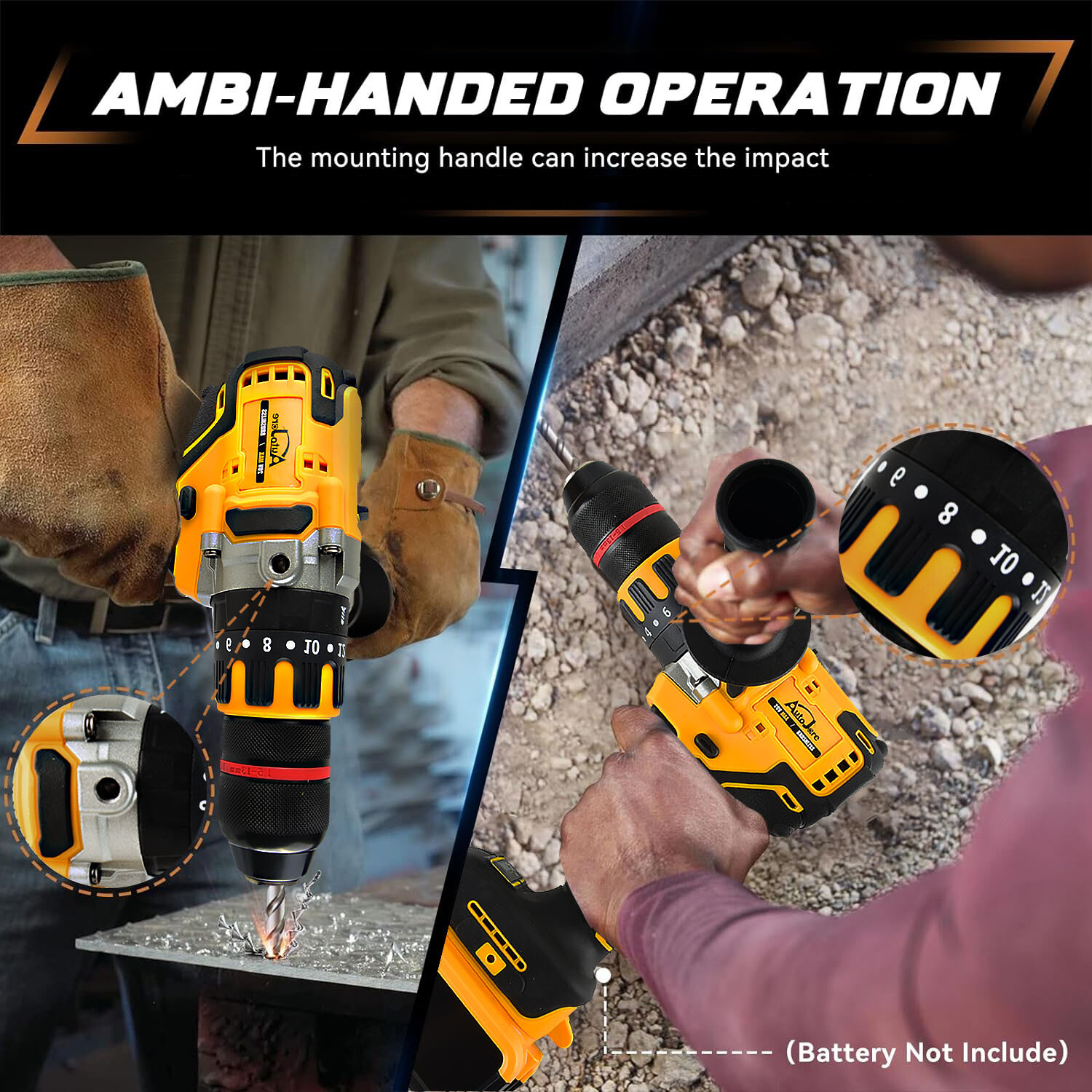 Cordless Drill Driver for Dewalt 20V Battery, Brushless 1/2" Compact Drill Tool