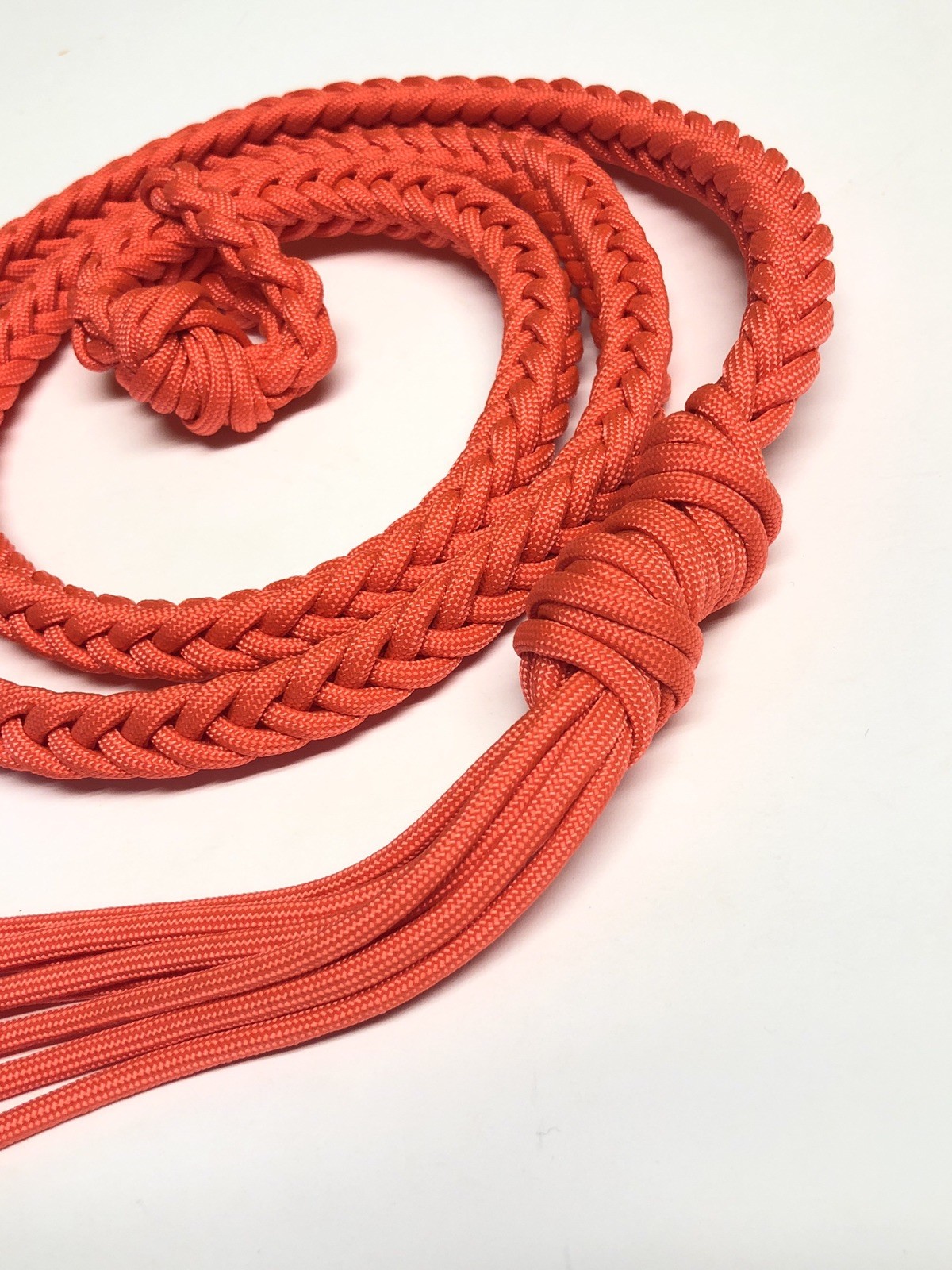 orange Paracord over and under braided whip