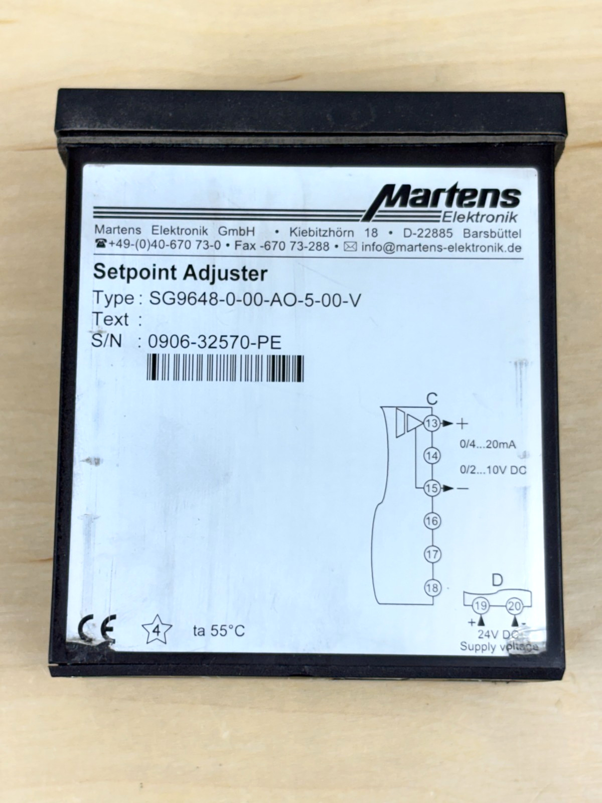 Martens SG9648-0-00-AO-5-00-V Setpoint Adjuster