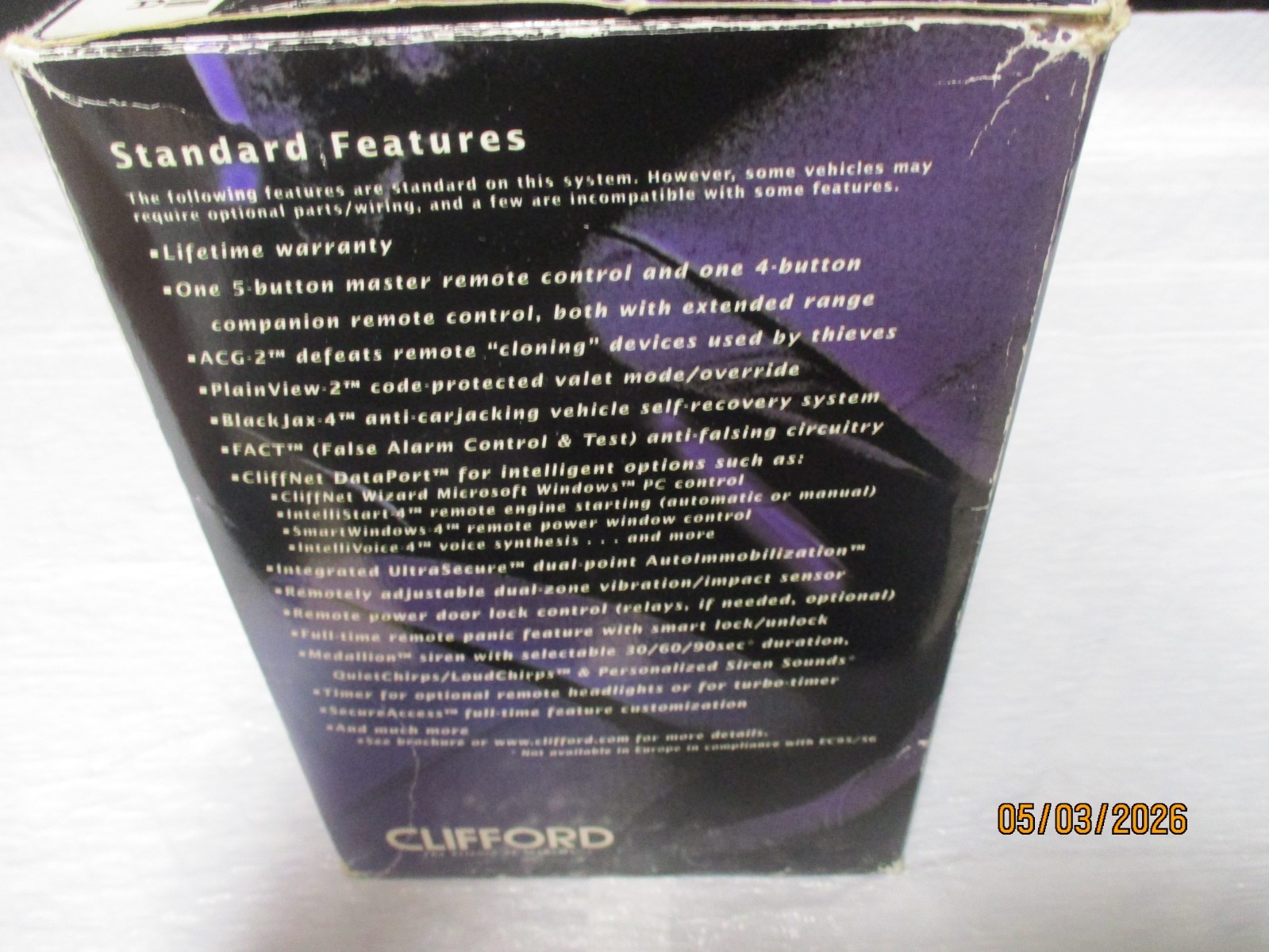 CLIFFORD CONCEPT 200 G4 SECURITY SYSTEM / INTELLIGUARD 7000 G4