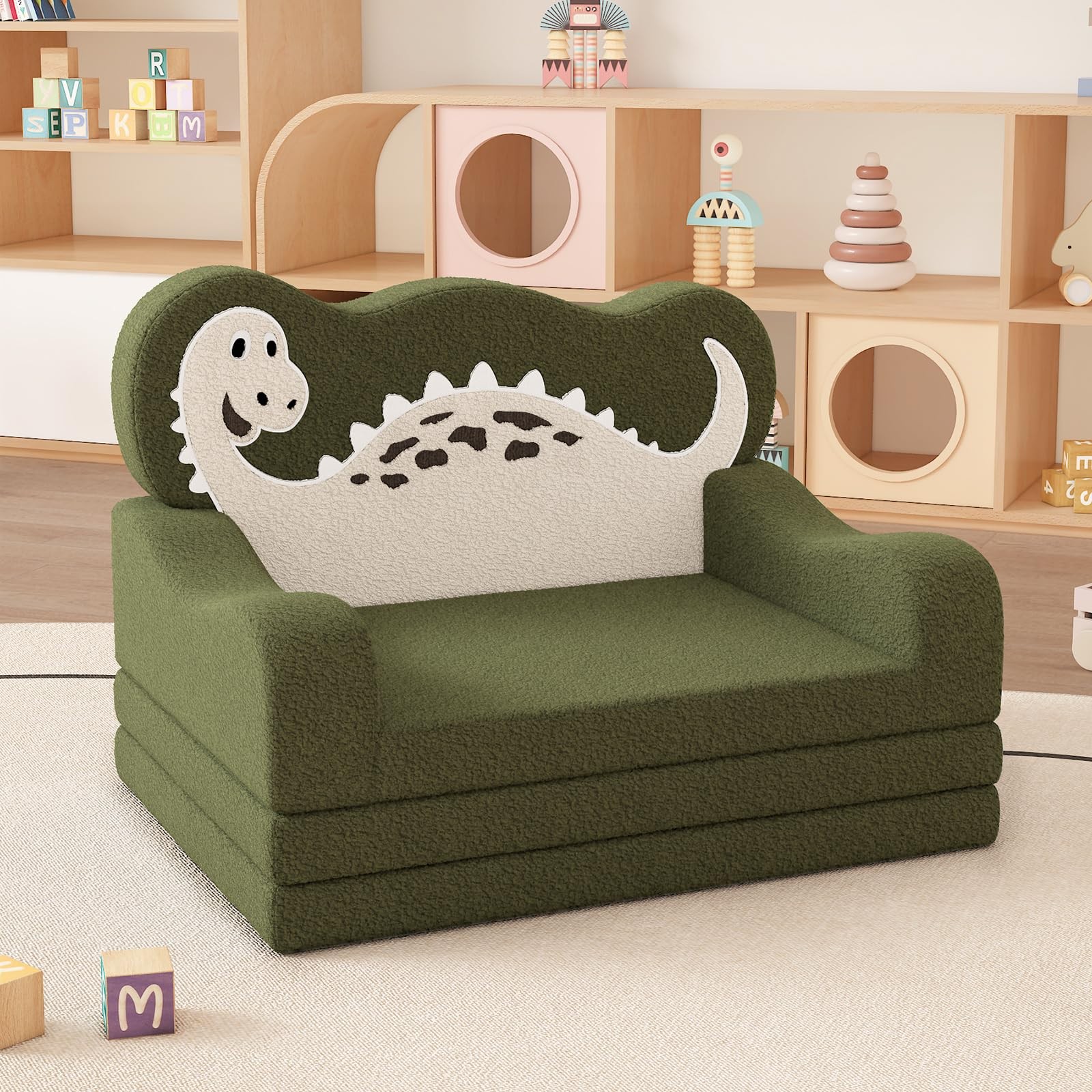 2-in-1 Toddler Couch Fold Out, Foldable Kids Sofa, Kids Chairs Comfy, Gift fo...