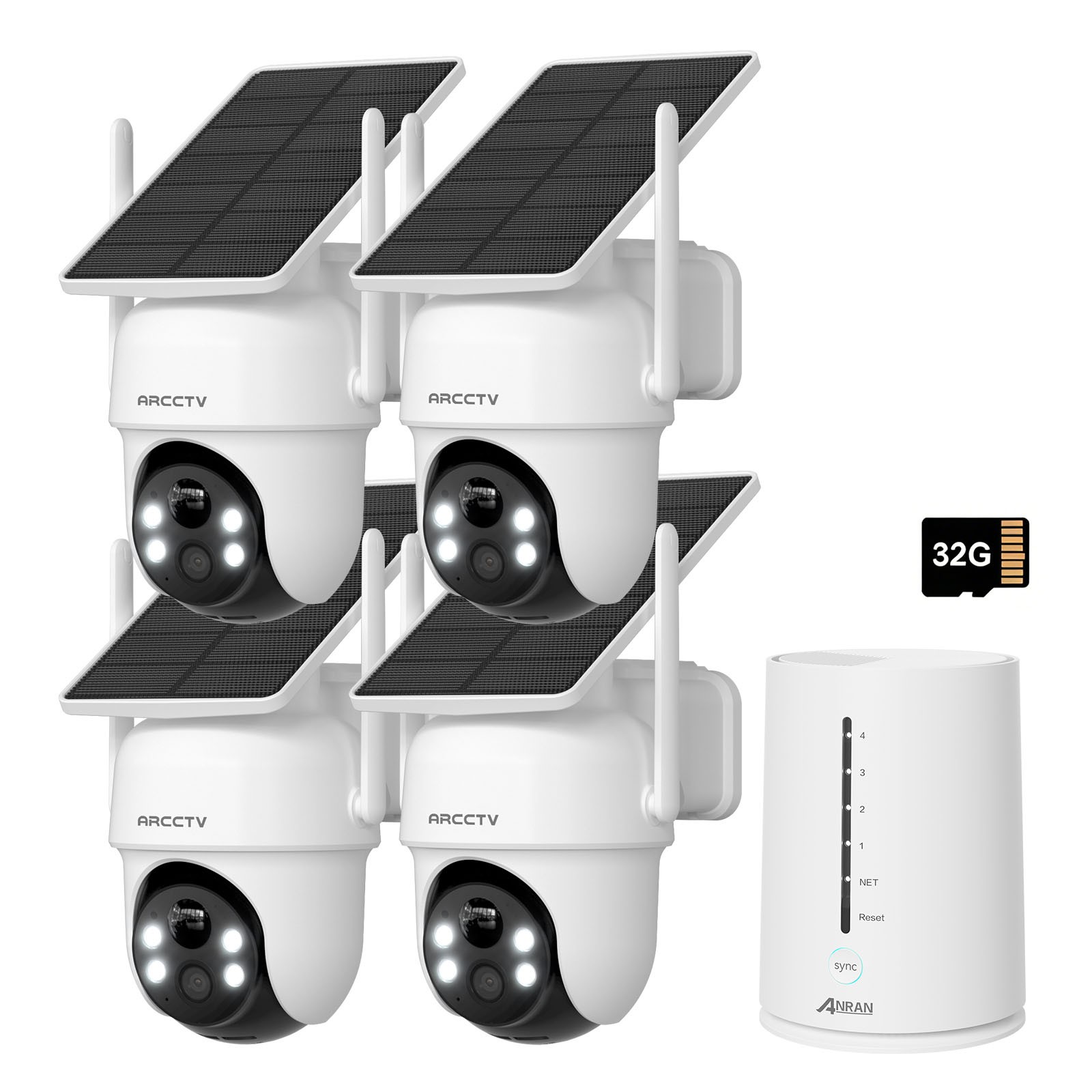 ARCCTV 4MP Wireless Security Camera System Solar Powered Outdoor WIFI 360° View