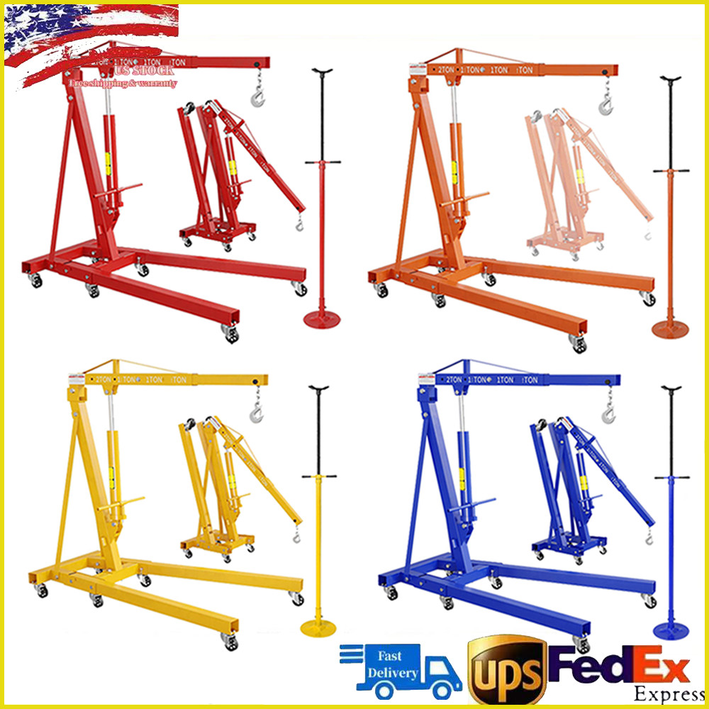 2 Ton Heavy Duty Steel Folding Engine Hoist & 3/4 Ton Underhoist Stand Combo US