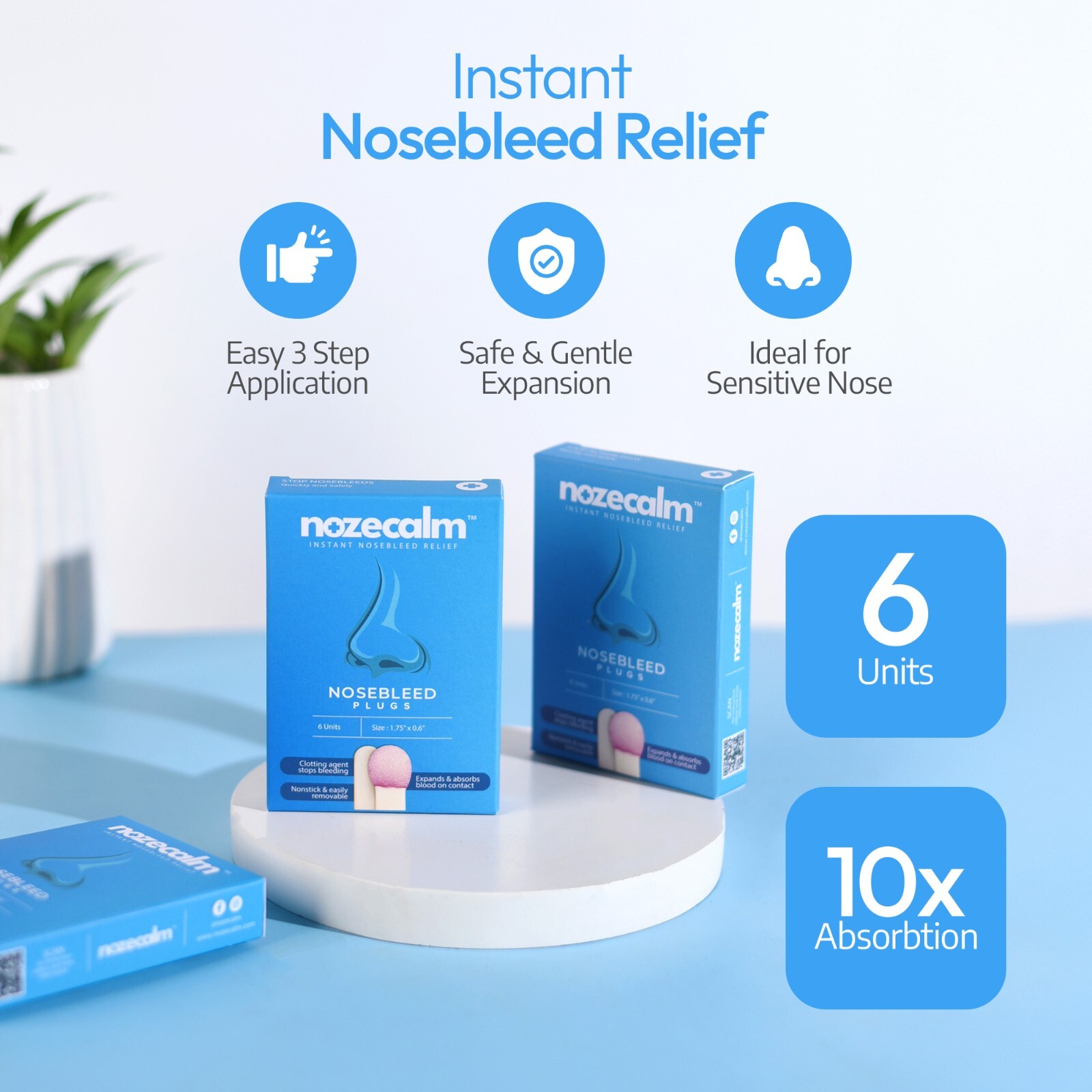 NozeCalm Nose Bleed Stopper - 6 Count