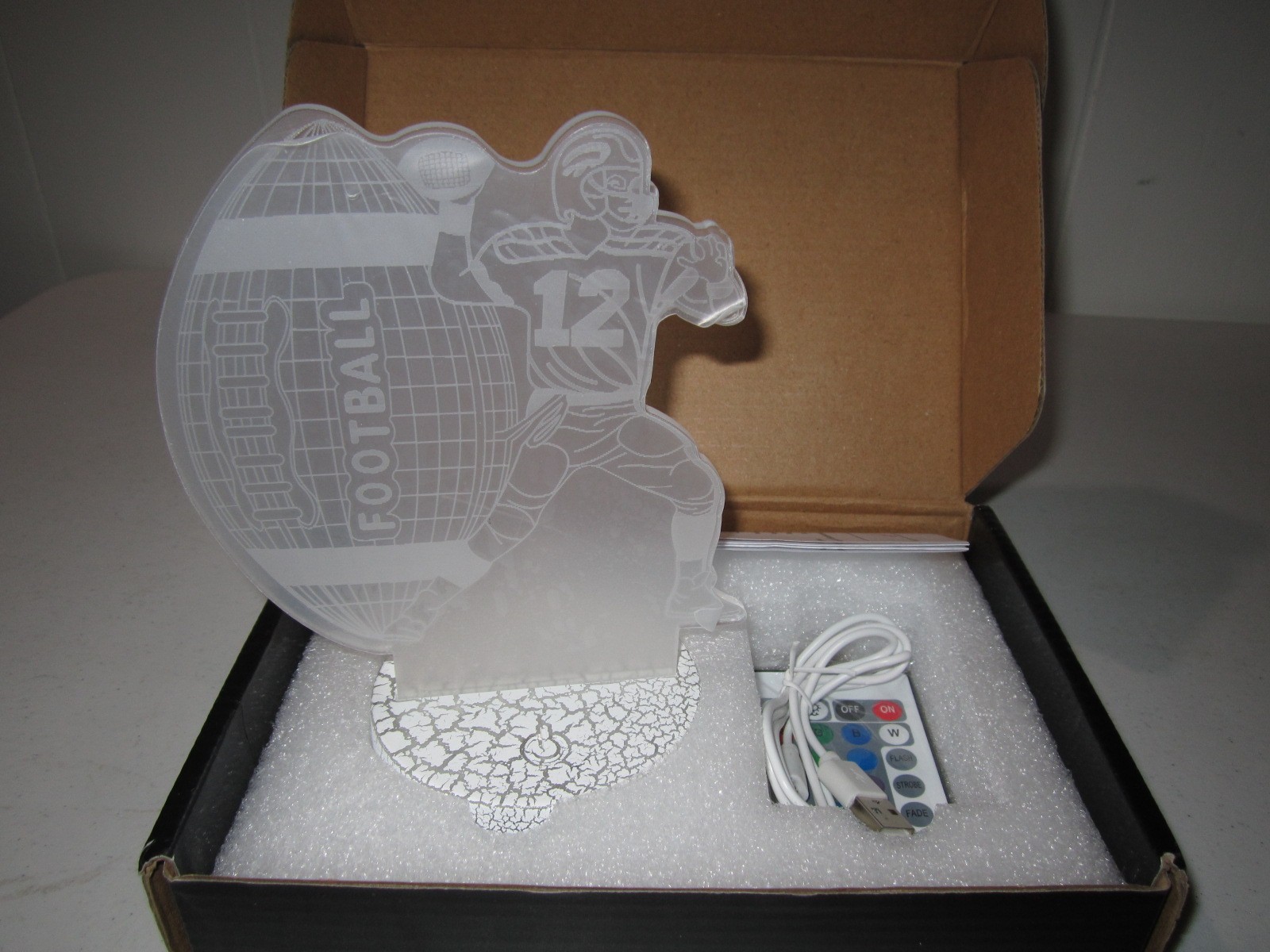 Tom Brady #12 3D Optical Illusion Night Light - 7 LED Color Changing Lamp NEW!!!