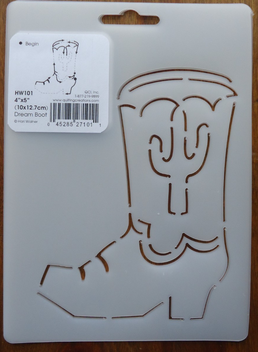 Stencil Quilting HW101 Dream Boot cowboy quilt embroidery QC 4"x5" 10x12.7 cm