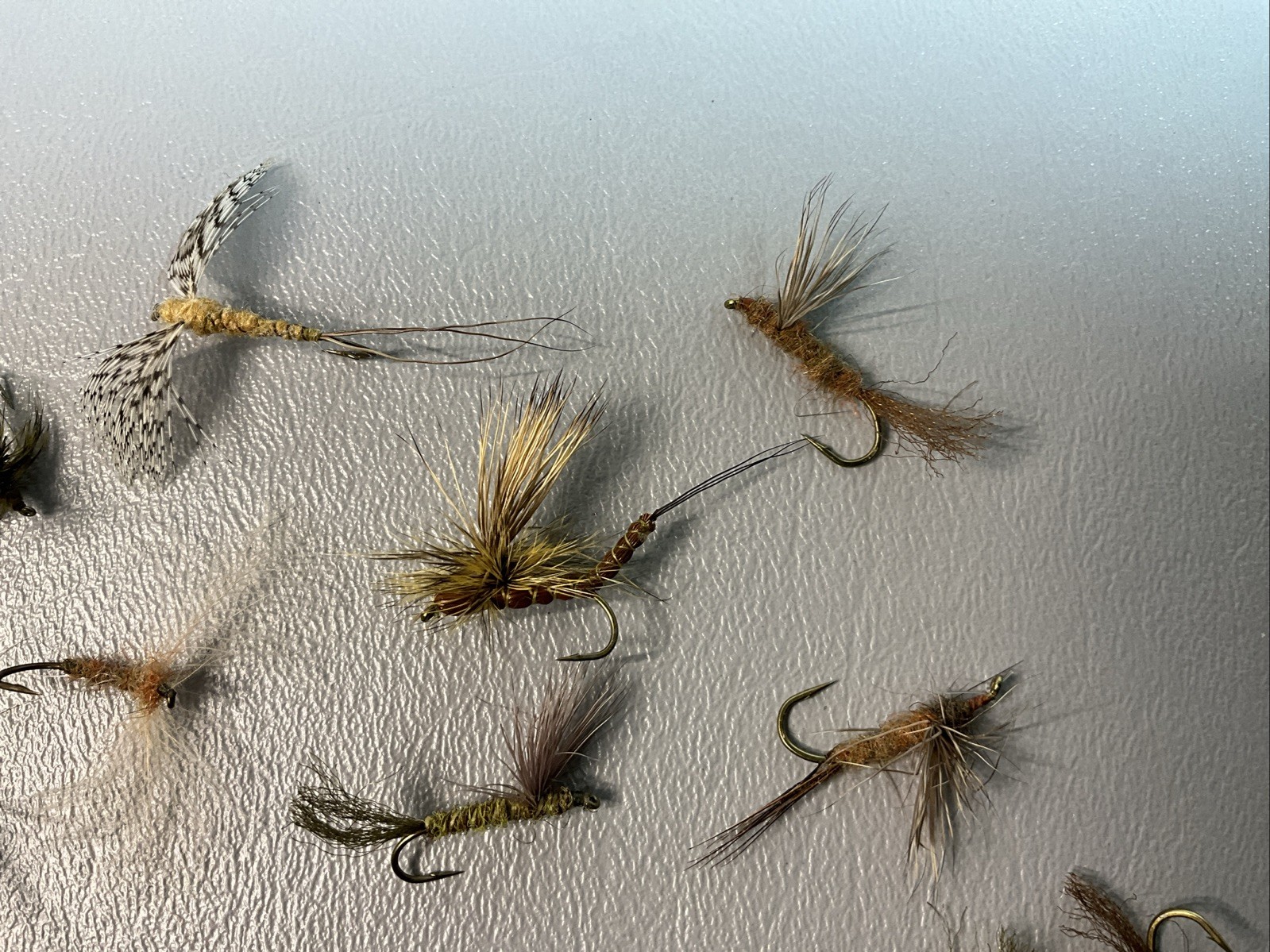 FLIES FOR FLY FISHING (15) CALLED BROWN/GREEN DRAKES FOR TROUT. (S1199)
