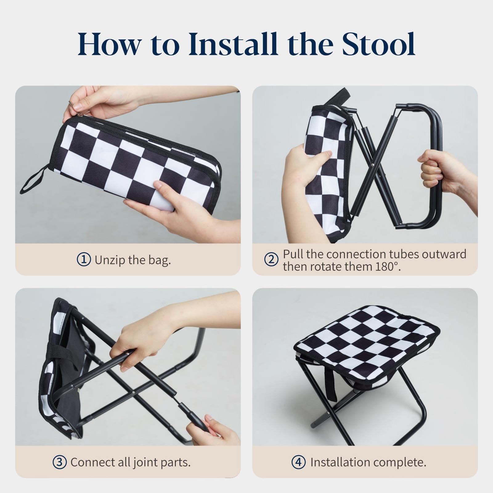Collapsible Stool Camping Folding Stools: 1.1lbs Lightweight Portable Foot St...