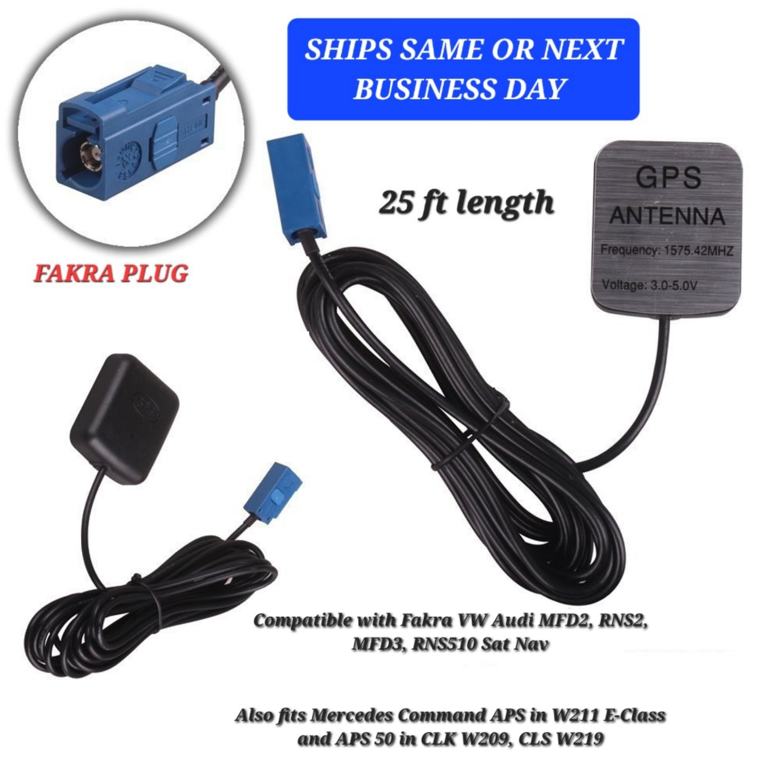 GPS Fakra C Navigation Antenna Booster For Chevrolet GM RNS510 RNS315 3M