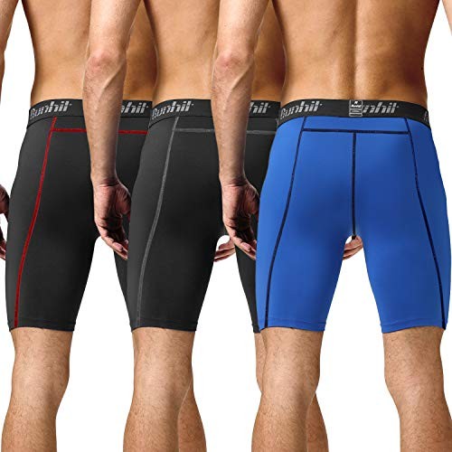 Compression Shorts Men Underwear Medium 3 Pack:black Grey,black Red,blue