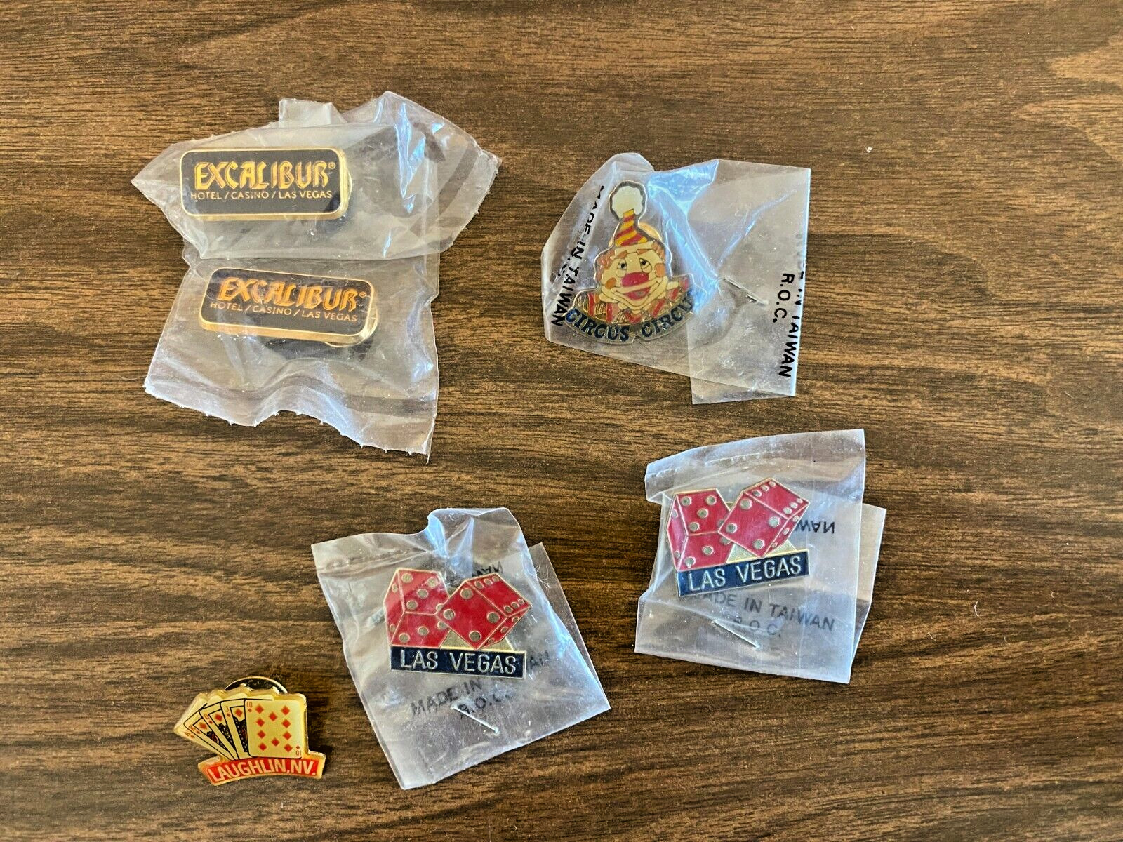 VTG Lot x6 Casino Las Vegas Laughlin Excalibur Circus Circus Promo Pinbacks