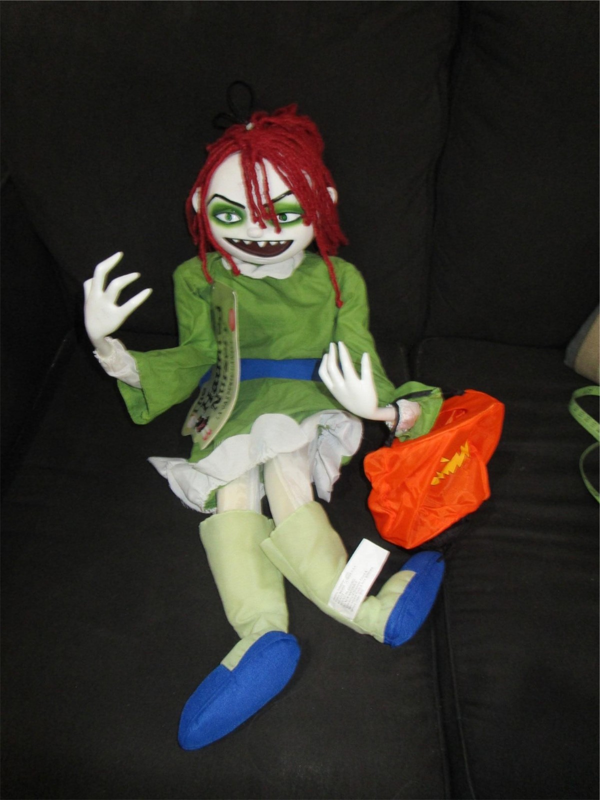 Kreepy Kid Halloween figurine lights talks green eyes 28" poseable Gemmy