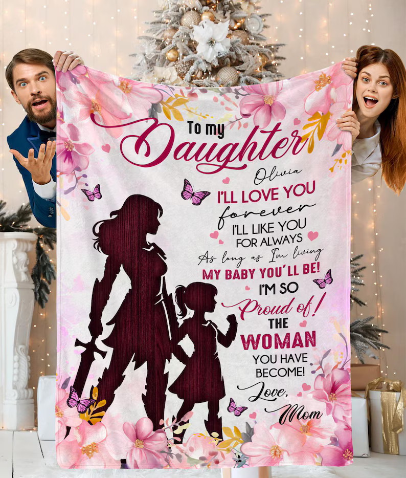 Personalized Mother Daughter Warrior Blanket Custom Gift for Mom