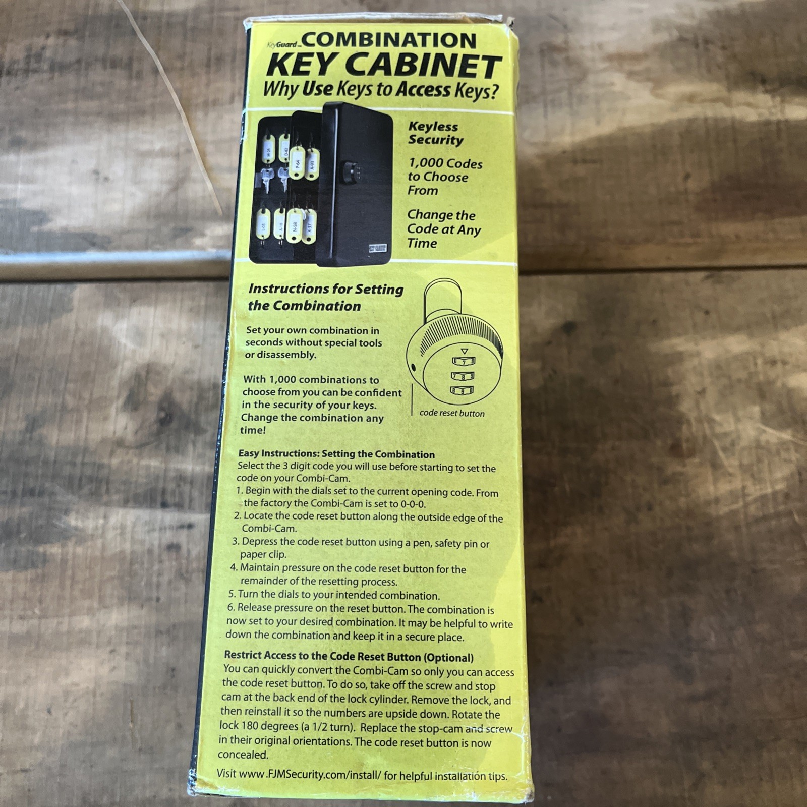 Key Guard combination wall mount key cabinet 48 key hook capacity black