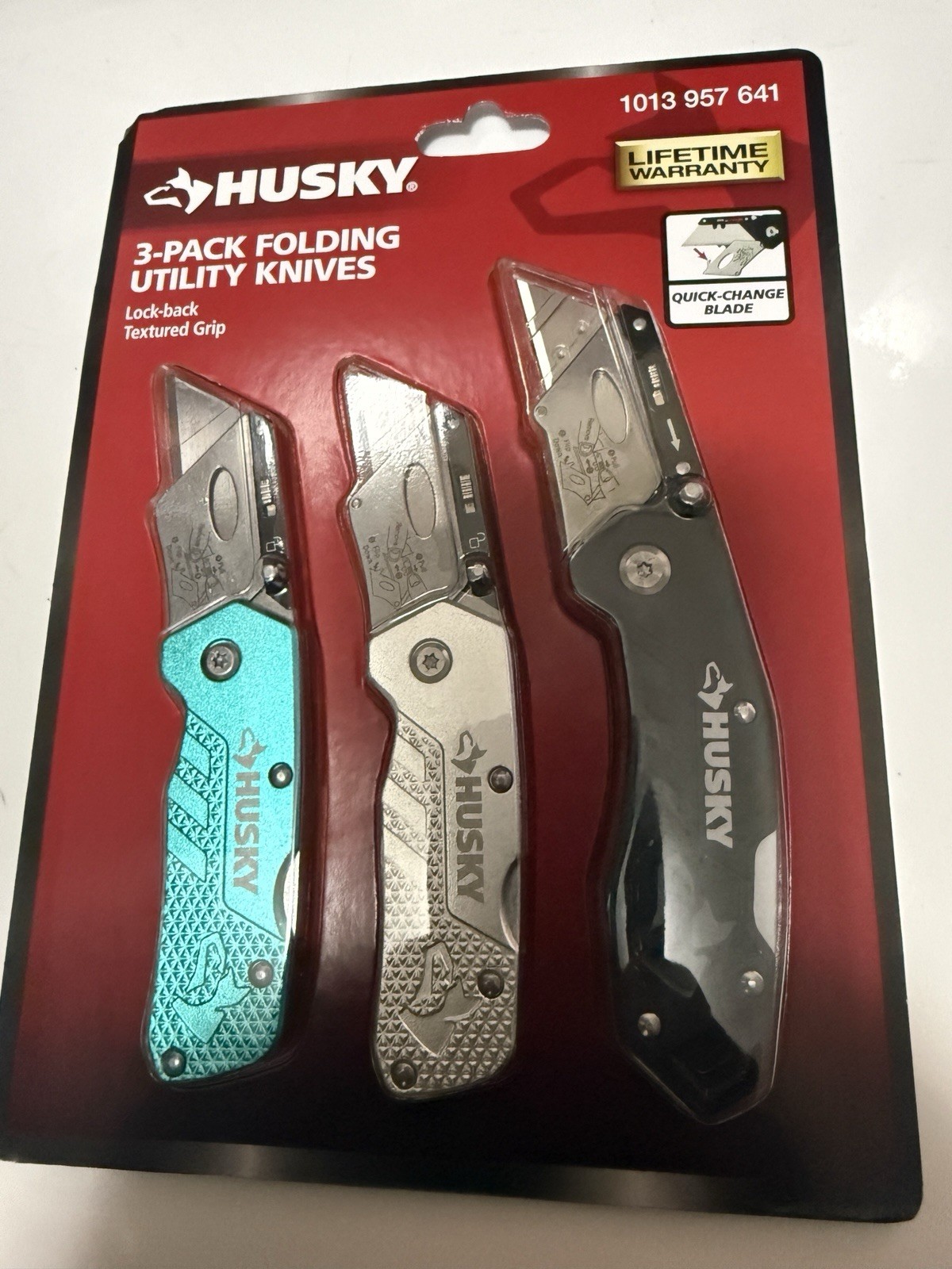 Husky 3-Pack Folding Utility Knifes Textured Grip 1013 957 641