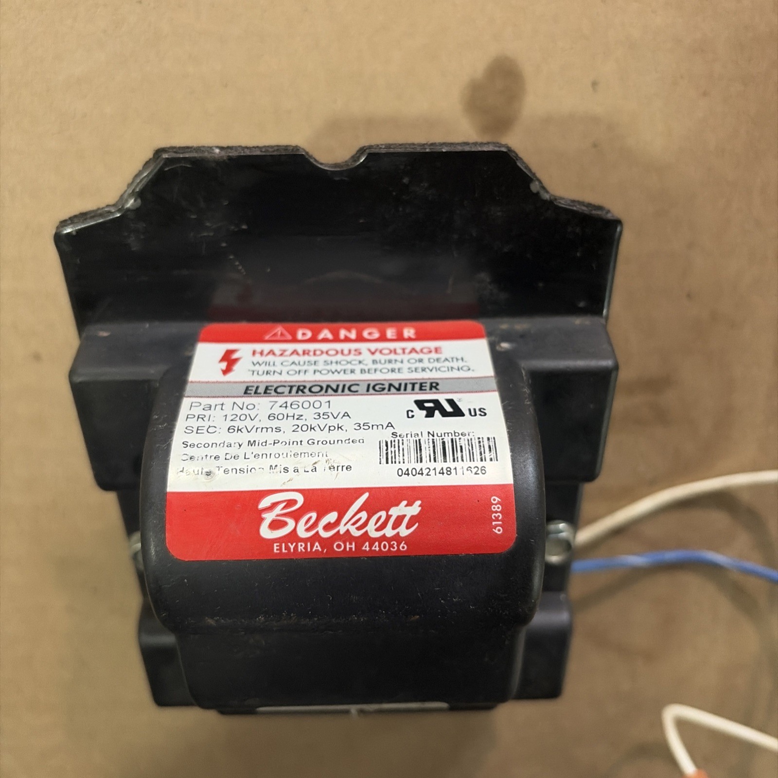 Beckett 51824U 120VAC 60Hz Electronic Oil Ignitor 51771U 746001