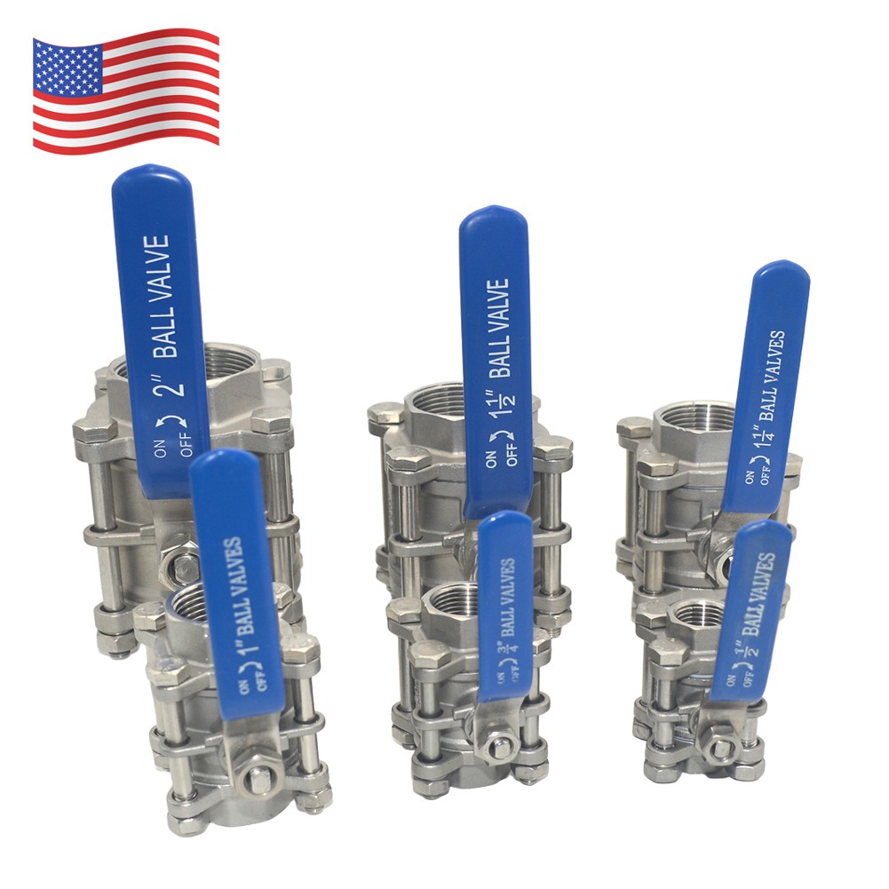 1/2" 3/4" 1" 2” 3PCS Full Port Ball Valve NPT Threaded Plumb stainless steel 304