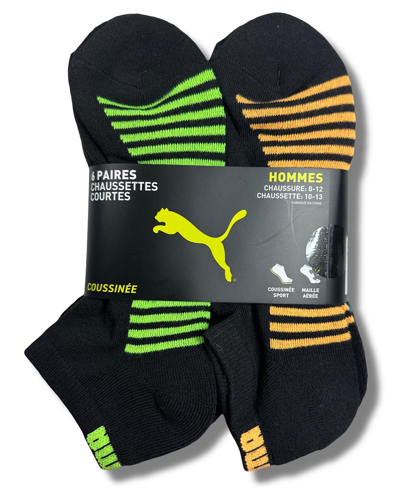 PUMA SOCKS MEN'S - LOW CUT - BLISS 253 - BLUE ORANGE - LARGE (10-13) PACK 6 XX