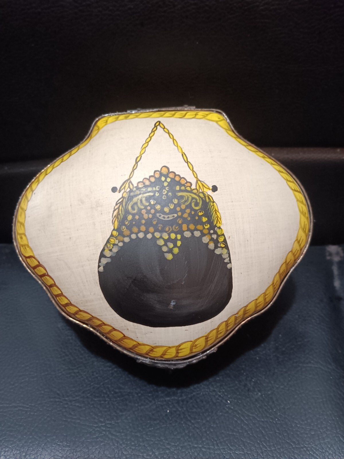 Toyo Vintage Jewelry Box With Hand Painted Purse And Hinged Lid