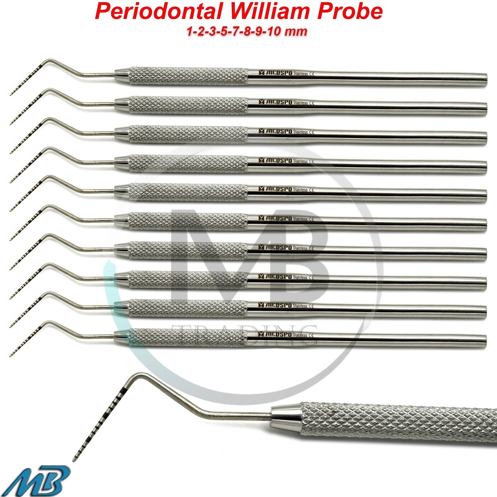 Dental Perio William Probe Periodontal Probes Instruments Color Coated