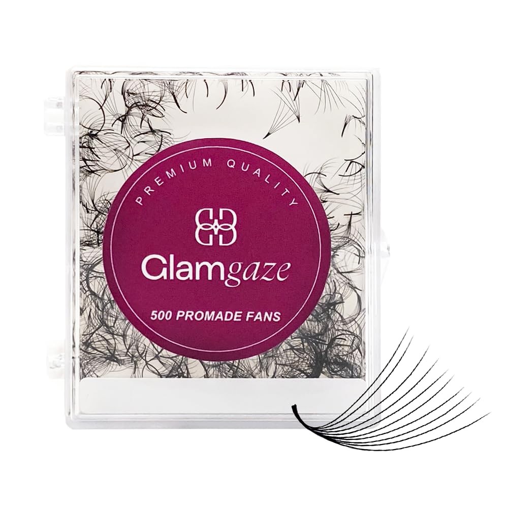 GLAMGAZE 500 Promade Fans - 3D to 16D, C CC D Curl, 0.05-0.07mm 12 mm, Black