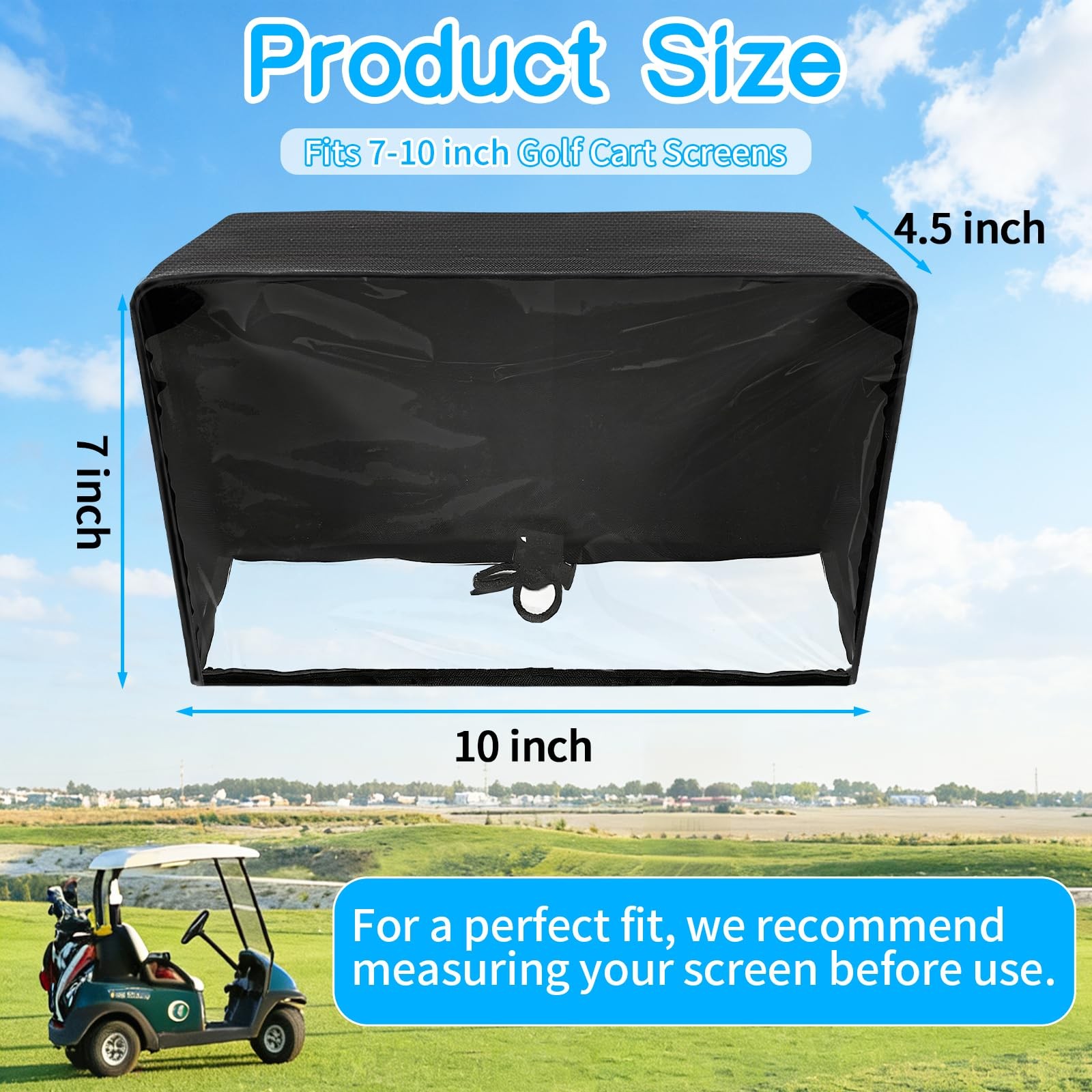 LIXOOMER Golf Cart Screen Cover for Convenient Touchscreen Use, black