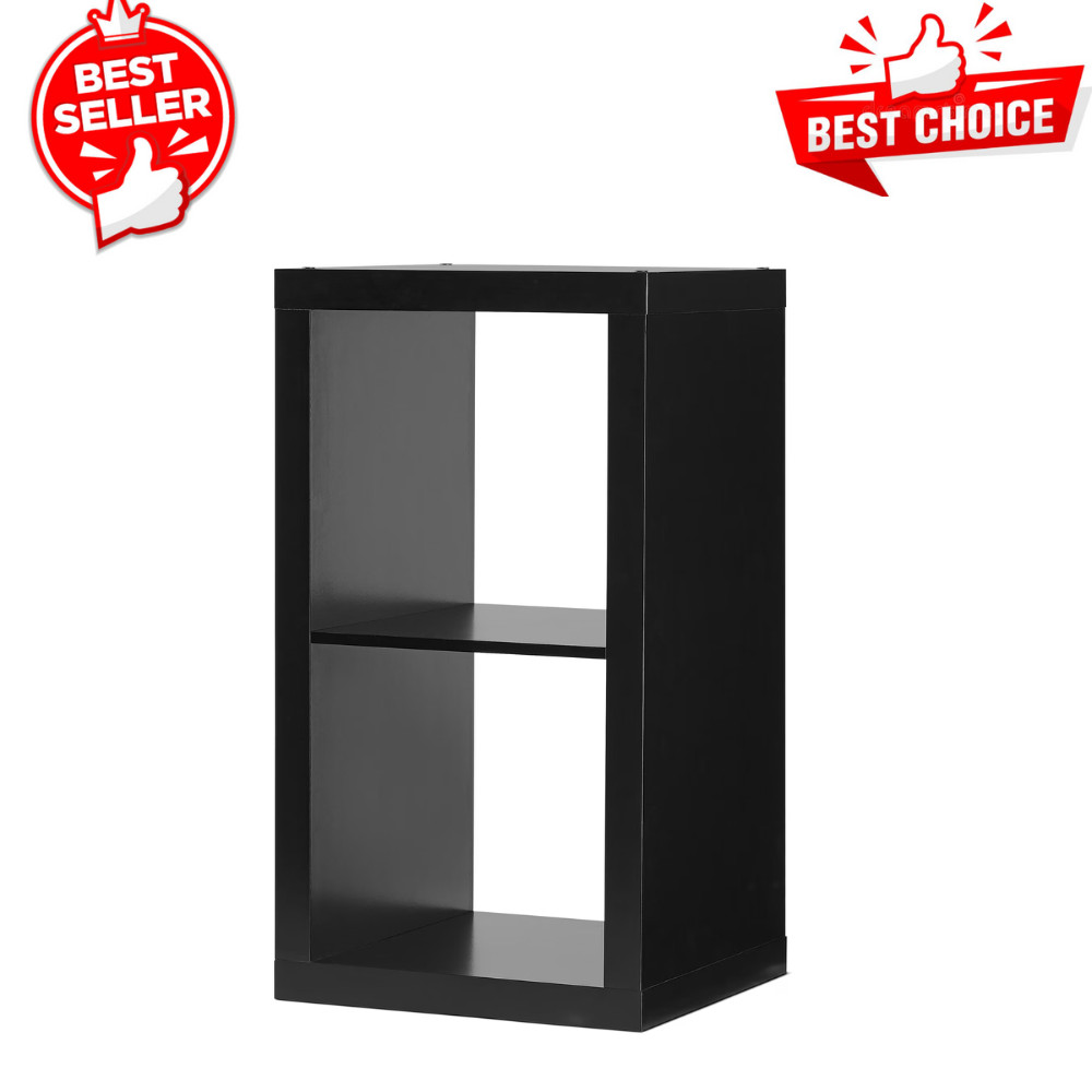 Better Homes & Gardens 2 Cube Storage Organizer Wood Bookcase Shelf, Solid Black