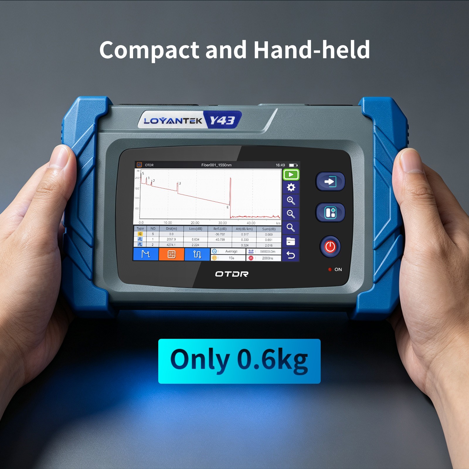 Mini OTDR 1310/1550nm 26/24dB SM 4.3" Screen Fiber Optic Tester OPM OLS VFL RJ45