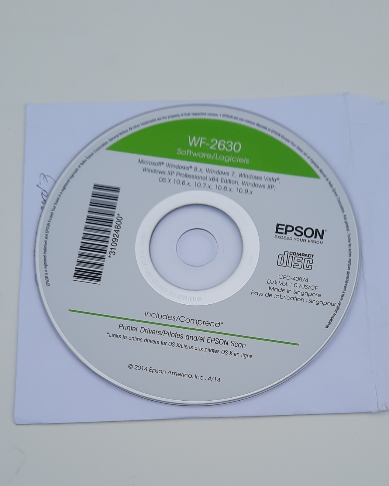 Epson WF-2630 Software Printer Drivers CD-ROM Installation