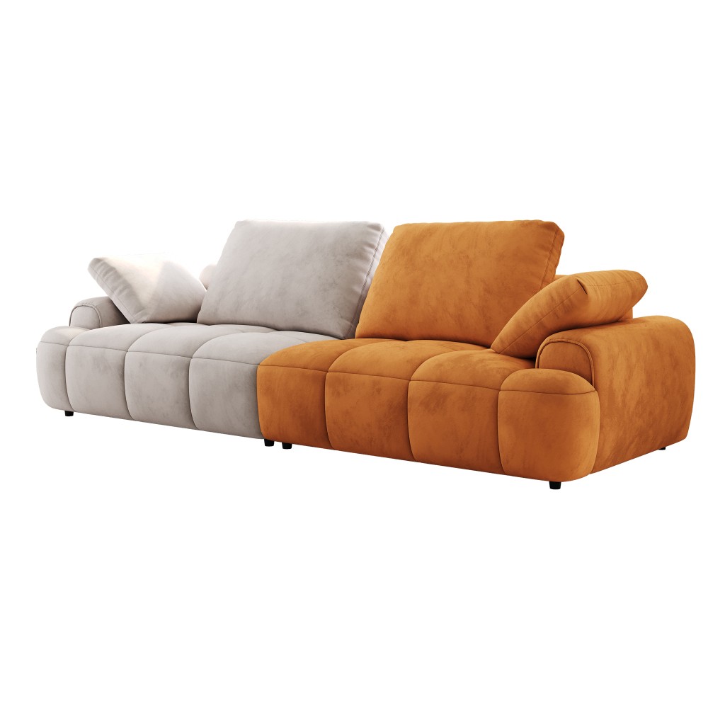 Modern 2-Seat Sofa Gray Yellow Suede Velvet Sofa Upholstered Free Shipping
