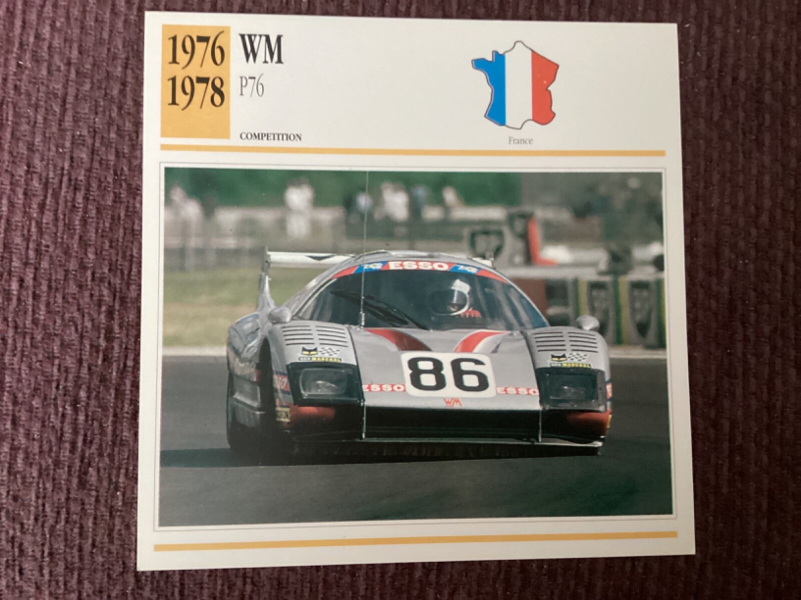 WM P76,   1976-78,  Competition Car, France, Collectors Card