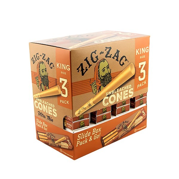 😎FULL BOX ZIG ZAG UNBLEACHED CONES✨KING SIZE✨36 PACKS👀