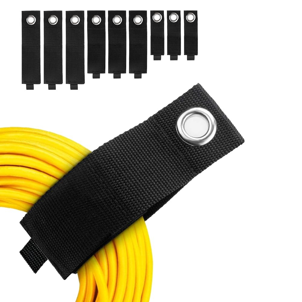 Heavy-Duty Storage Straps - 9 Pack Hook and Loop Hanging Extension Tool Cor