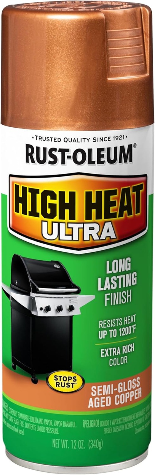 241232 High Heat Ultra Spray Paint, 12 Oz, Aged Copper
