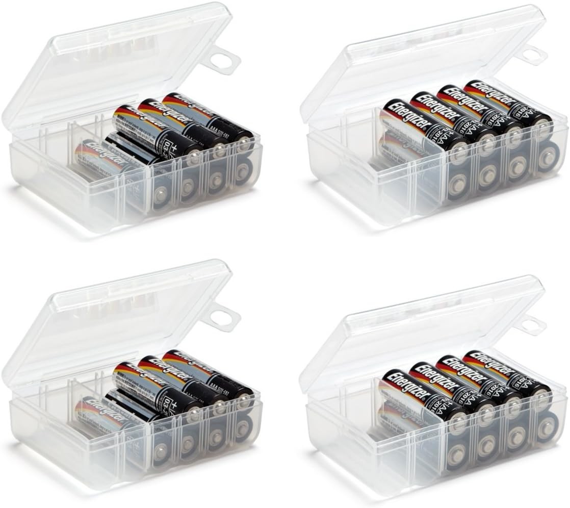 Set of 4 - Two AA and Two AAA Battery Stora Box, Battery