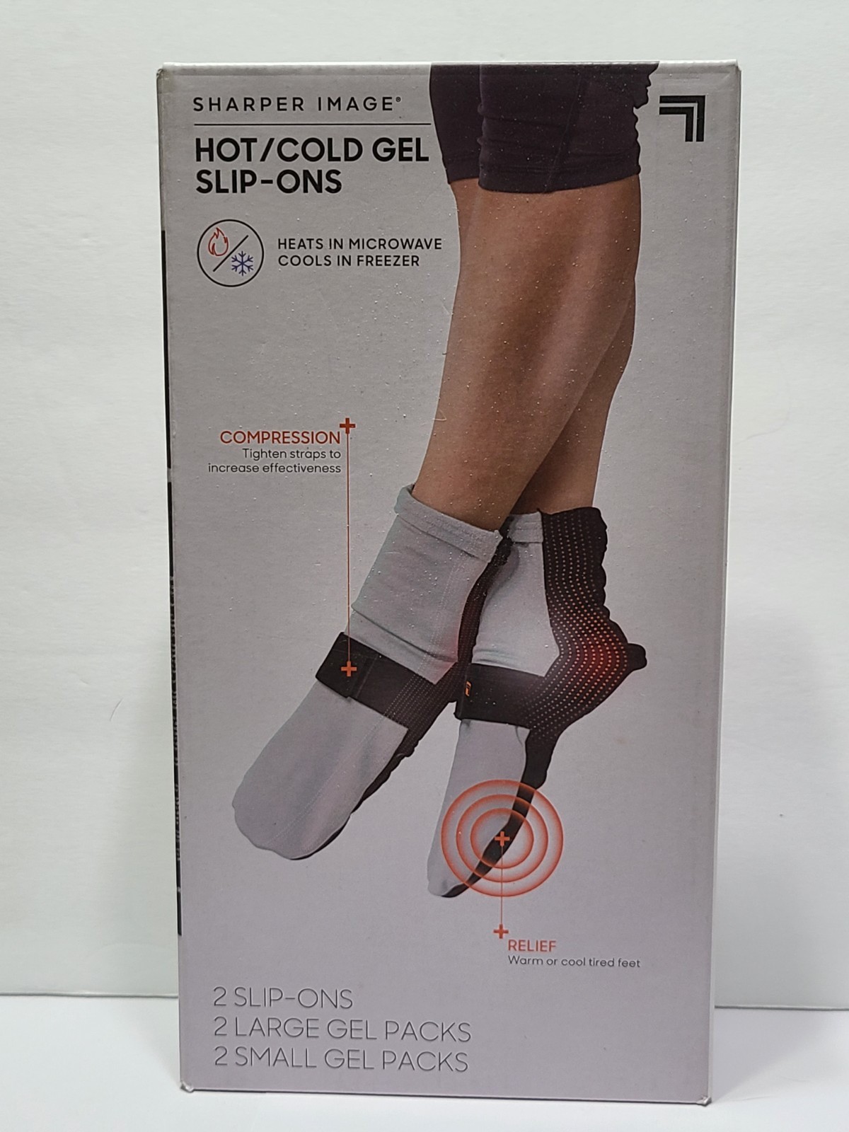 Sharper Image Compression And Relief Hot Cold Gel Slip-Ons Pack Of 2 NIB NEW