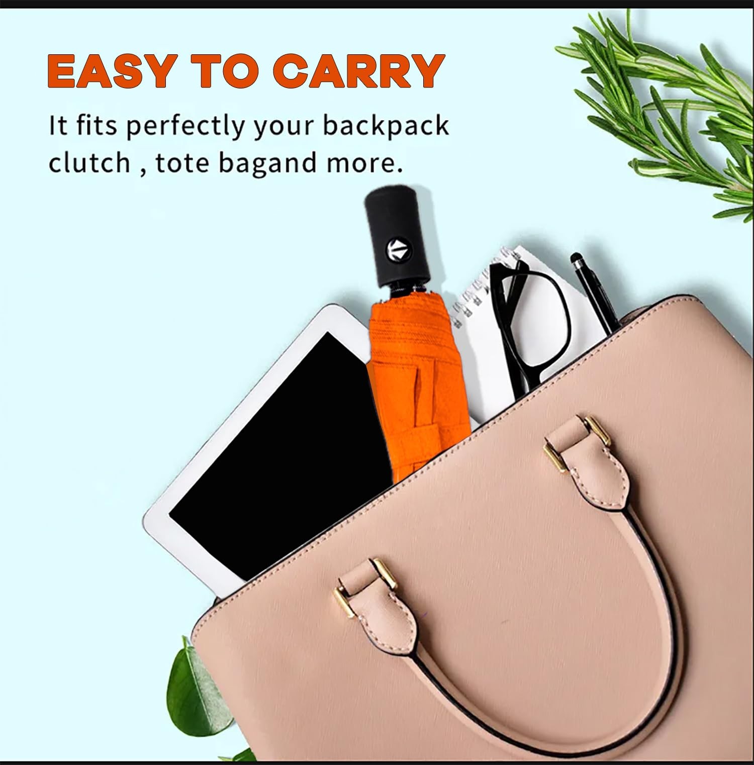 SIEPASA Windproof Travel Compact Umbrella-Automatic 42 Inch-1 Pack, Orange