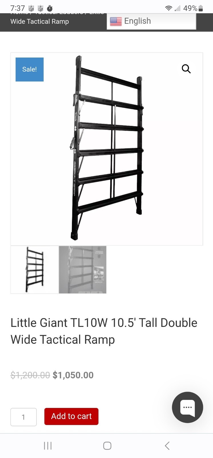 Little Giant TL10W 10.5′ Tall Double Wide Tactical Assault Ramp *PICKUP ONLY!!*