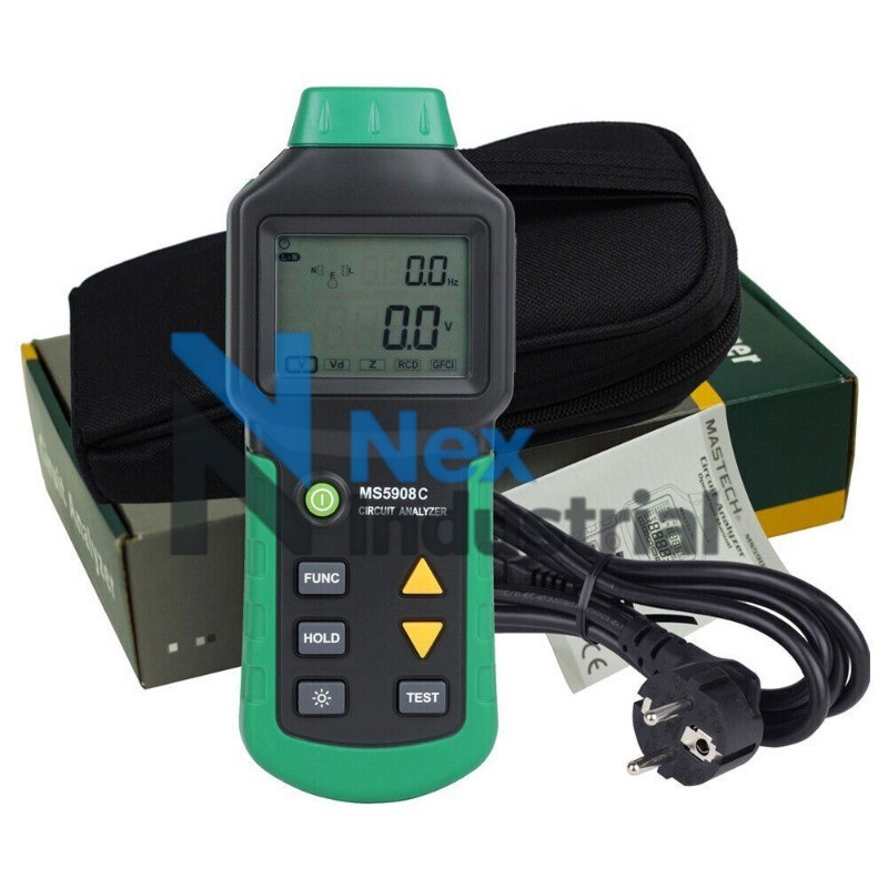 1PC NEW MS5908 LCD Circuit Analyzer True RMS AC Voltage RCD GFCI Socket Tester