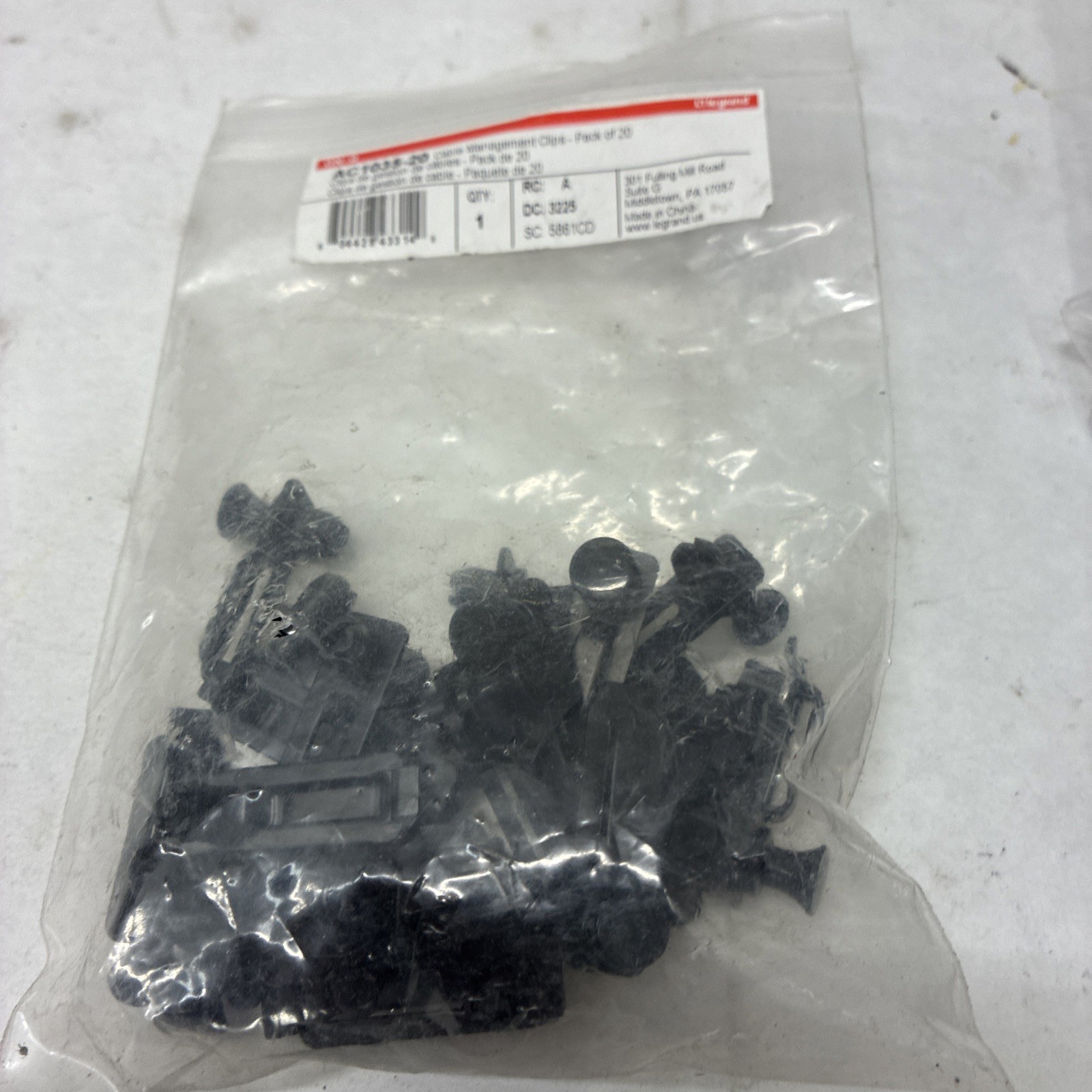 Legrand - OnQ Cable Management Clips, No Tools to Install Pack of 20, Black