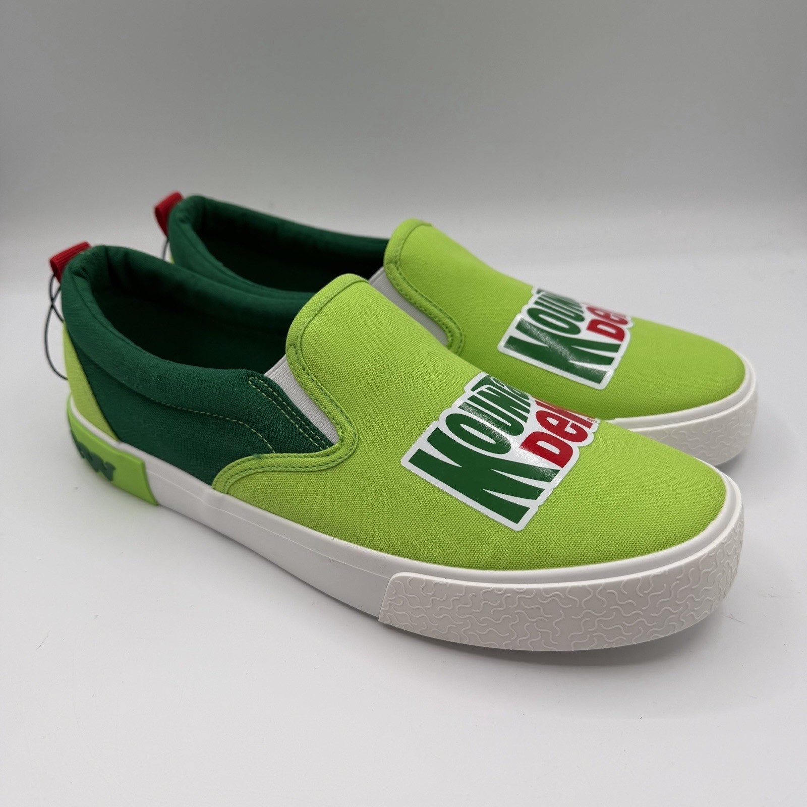 Mountain Dew Slip On Sneakers Mens 9 Green Loafers Shoes Soda Pop Gift NEW