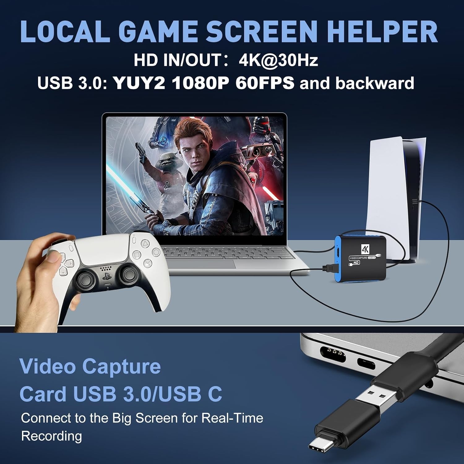 Capture Card for OBS Twitch Game Live Streaming and Recording with 4K Pass-Th...
