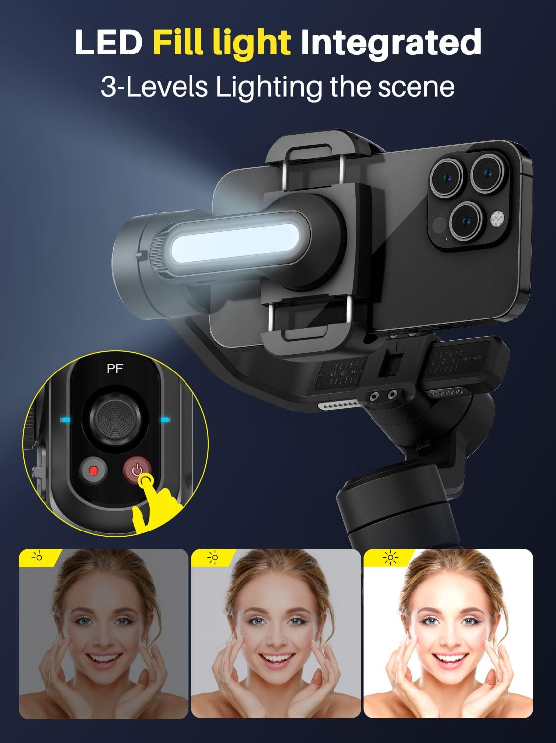 S2 Smartphone Gimbal Stabilizer w/Wireless Lavalier, Built-in 18cm Extension ...