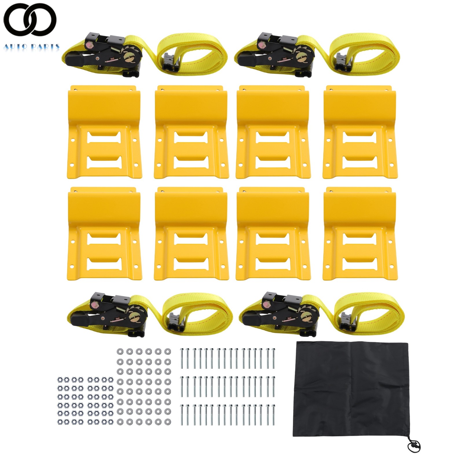 E Track Wheel Chock Tie Down Straps Kit 2 Pack Strength Heavy Duty For UTV ATV