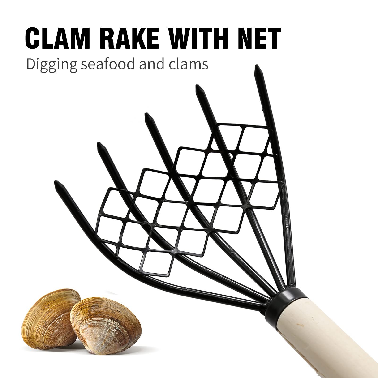 Vkinman 2 Pcs Claw Rake Clam Scraper Tool for Beach Clamming Shell Digger, St...