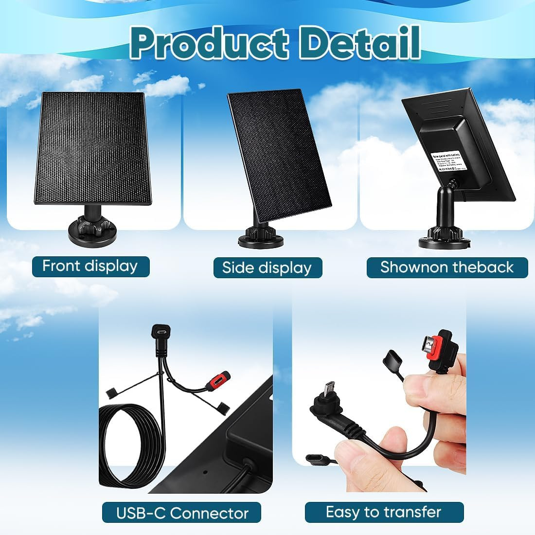 Solar Panel Charger for Blink Outdoor Camera, 3W Solar Panel Compatible with 260