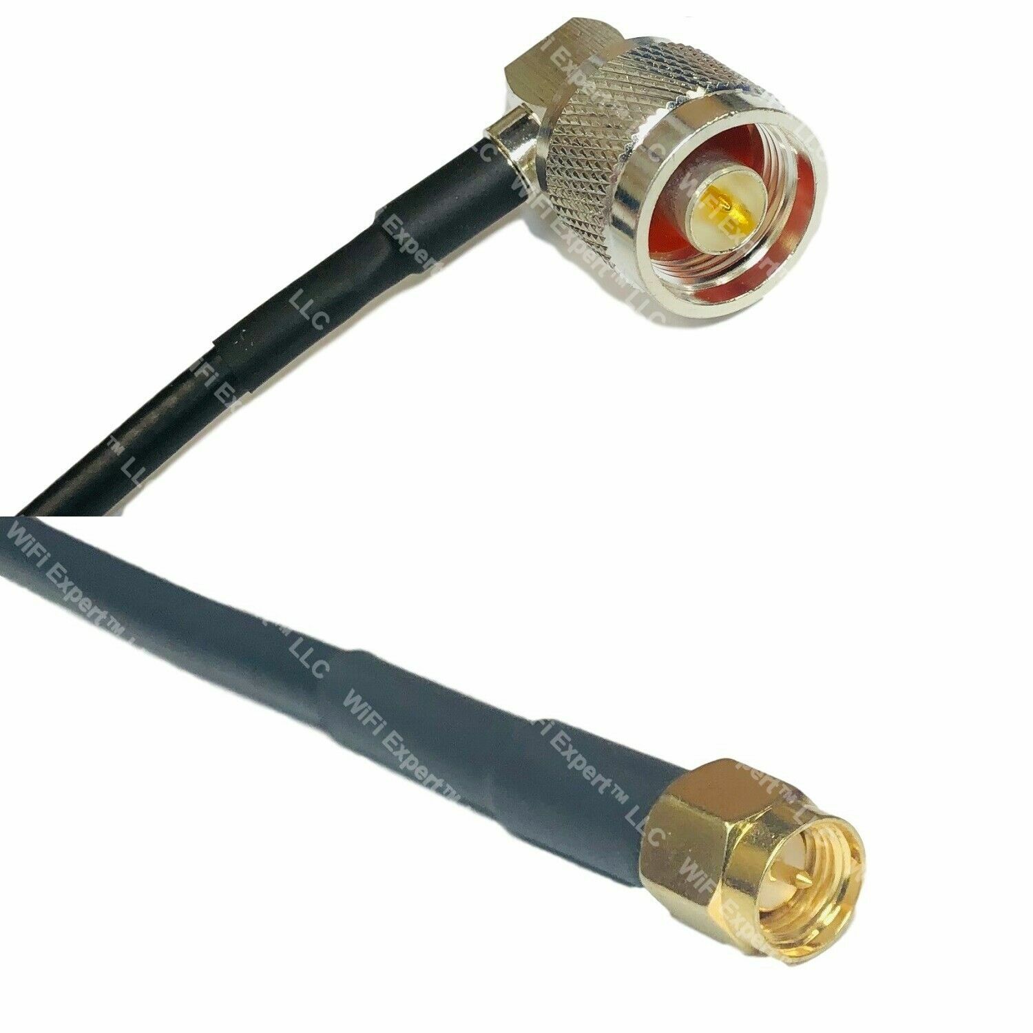 RFC195 10-30' N TYPE MALE ANGLE to SMA MALE RF Pigtail Cable Assembled in the US