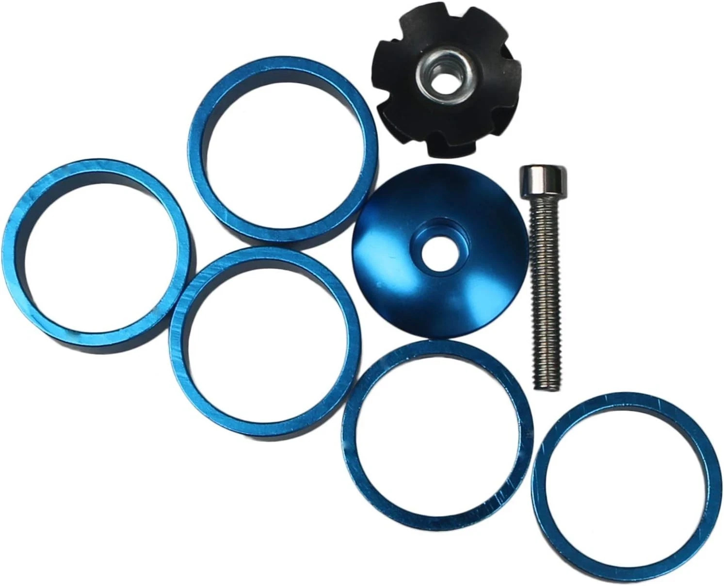 Customizable 1-1/8 Inch MTB Headset Spacer & Top Cap Set - Four Colors Available