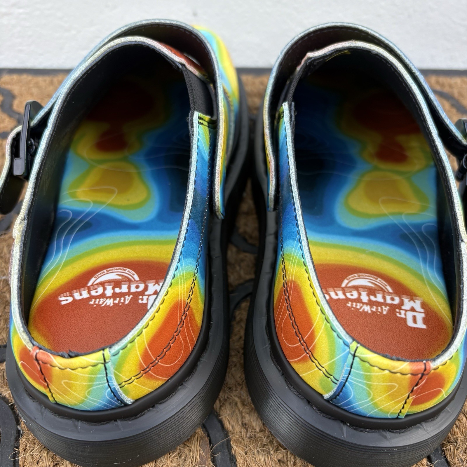 Dr Martens Isham Nappa Reclaimed Thermal Map Leather Slingback Mules Shoes WM 8