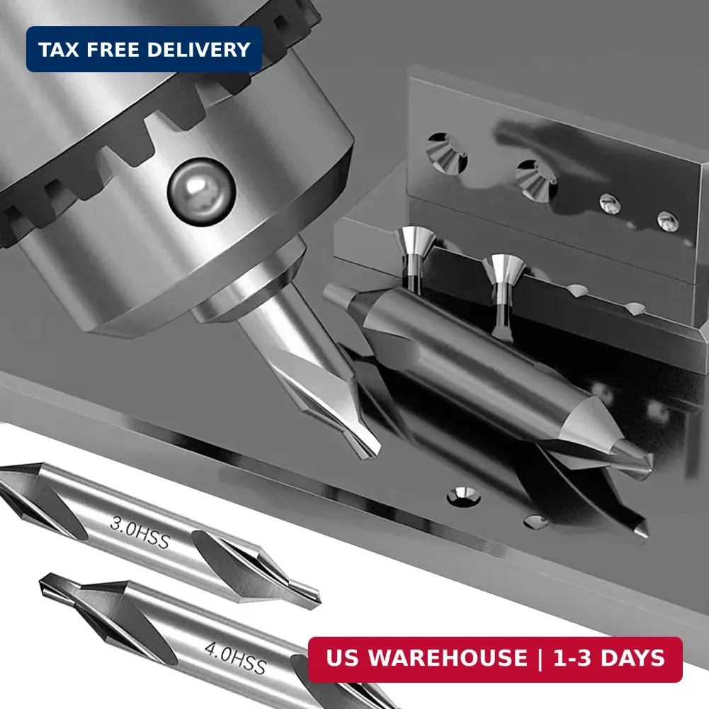 8 PCS Center Drill Bits Set, Countersink Tools for Lathe Metalworking 60 Degree